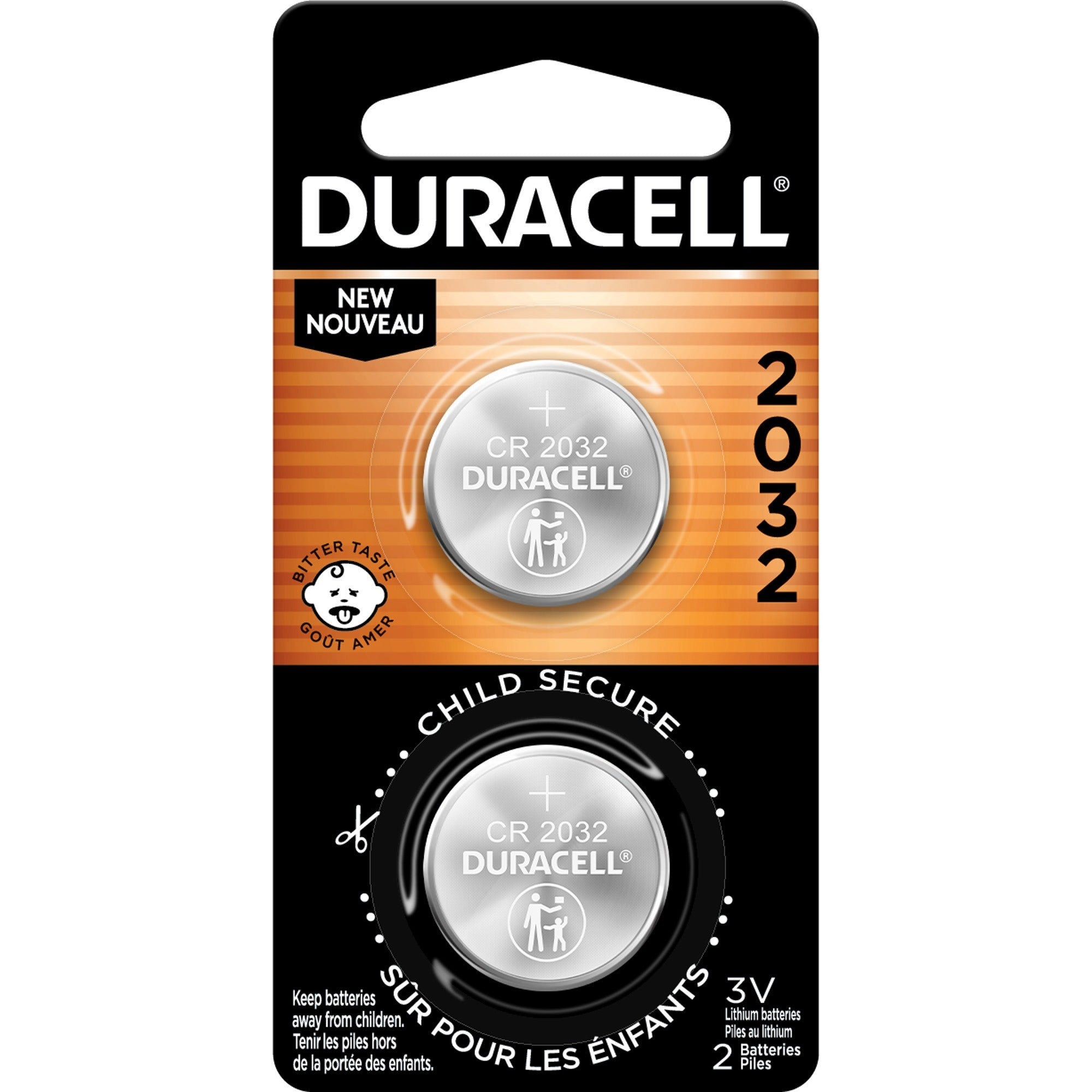duracell-2032-lithium-button-cell-battery-2-packs-for-medical-equipment-security-device-health-fitness-monitoring-equipment-calculator-watch-keyfob-transmitter-cr2032-3-v-dc-36-carton_durdl2032b2ct - 1