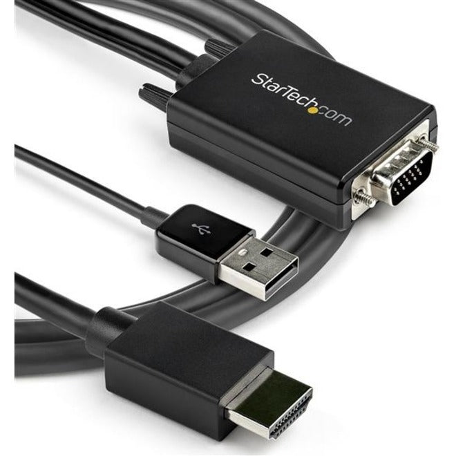 StarTech.com 6ft VGA to HDMI Converter Cable with USB Audio Support - 1080p Analog to Digital Video Adapter Cable - Male VGA to Male HDMI - VGA to HDMI converter cable to connect any VGA device to any HDMI display - Integrated analog to digital video