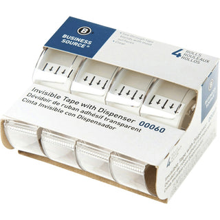 Business Source Clear Tape - 25 ft Length x 0.75" Width - Handheld Dispenser - 4 / Pack - Clear
