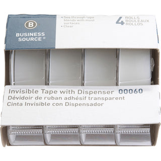 Business Source Clear Tape - 25 ft Length x 0.75" Width - Handheld Dispenser - 4 / Pack - Clear