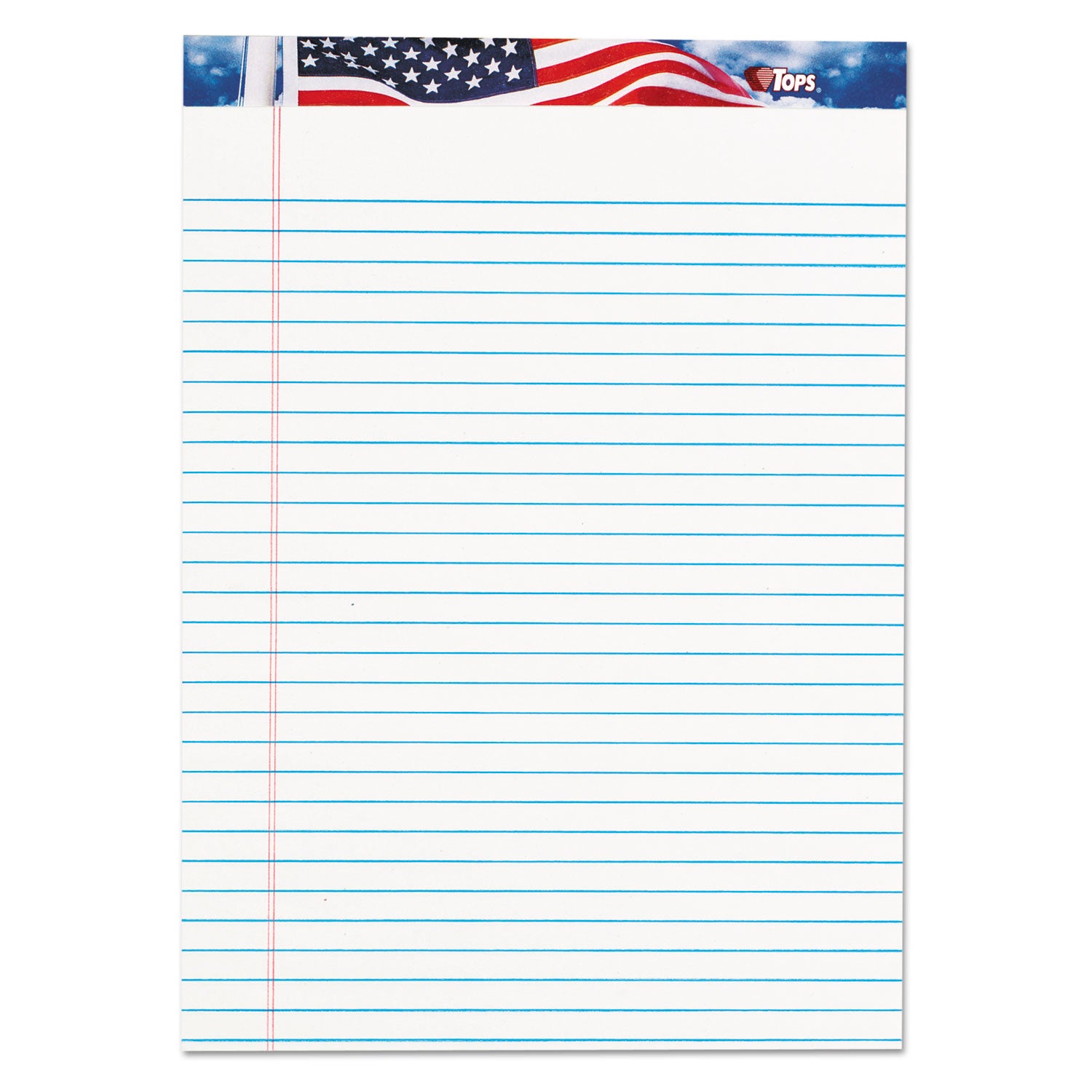 American Pride Writing Pad, Wide/Legal Rule, Red/White/Blue Headband, 50 White 8.5 x 11.75 Sheets, 12/Pack - 