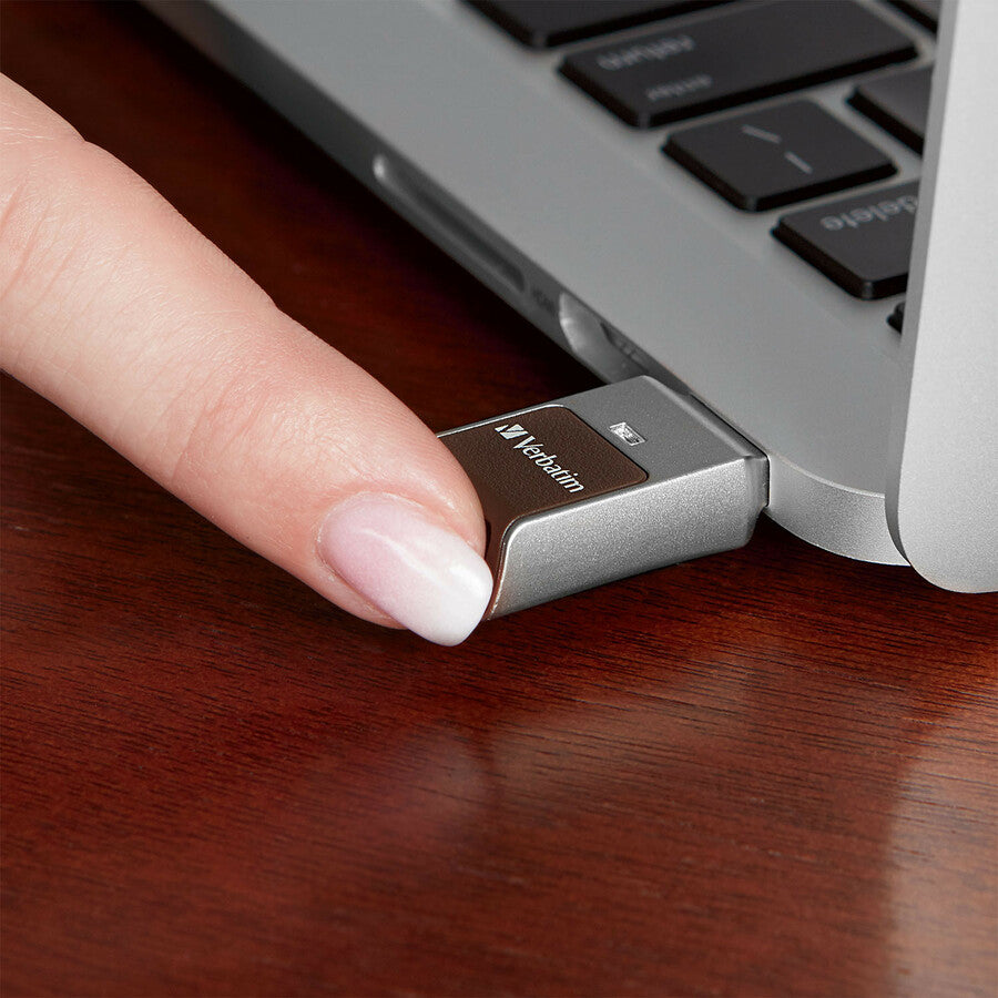 Verbatim Fingerprint Secure USB 3.0 Flash Drive - 64 GB - USB 3.0 - Silver - 256-bit AES - Lifetime Warranty - 1 Each