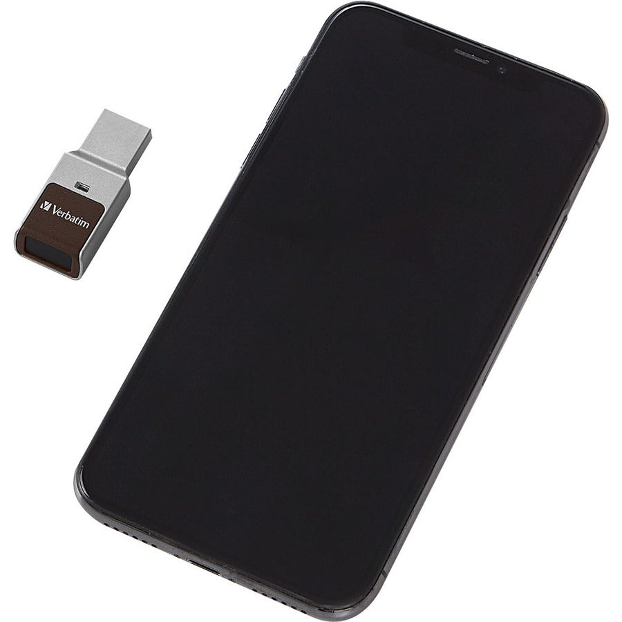 Verbatim Fingerprint Secure USB 3.0 Flash Drive - 64 GB - USB 3.0 - Silver - 256-bit AES - Lifetime Warranty - 1 Each
