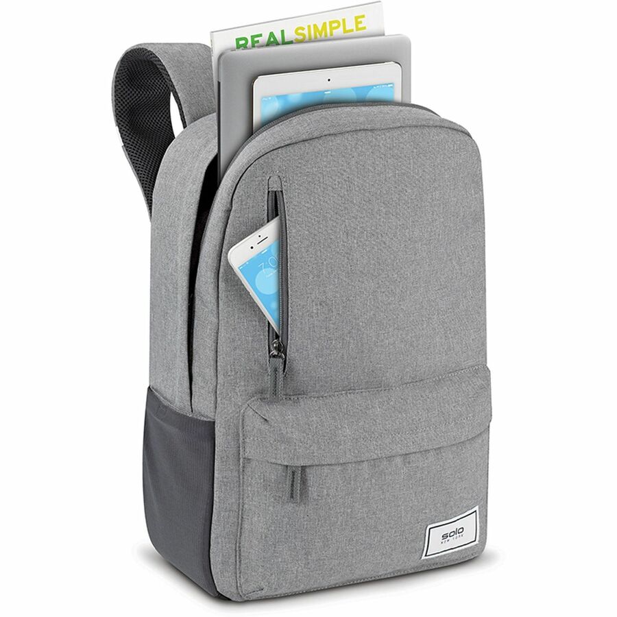 Solo Re:claim Carrying Case (Backpack) for 15.6" Notebook - Gray - Bump Resistant, Damage Resistant - Shoulder Strap, Luggage Strap, Handle - 16.5" Height x 12.3" Width x 6.8" Depth - 1 Each