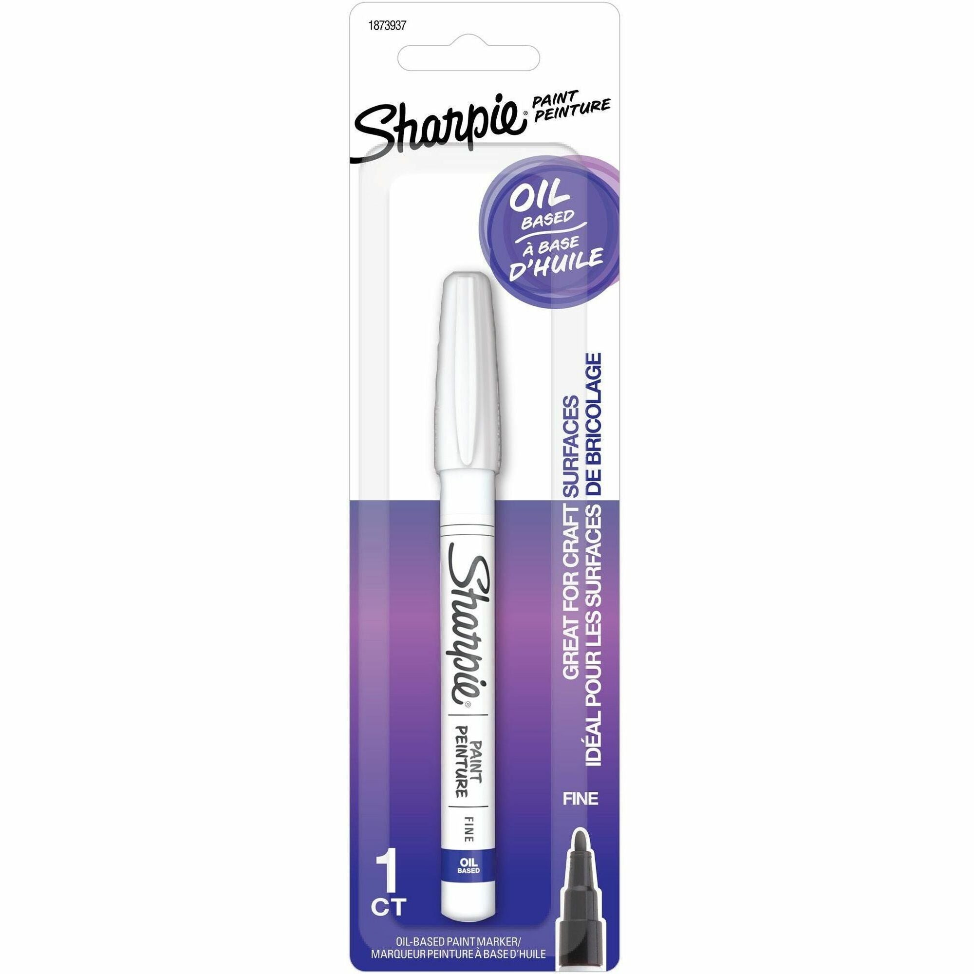 Sharpie Oil Based Paint - Fine Marker Point - Chisel Marker Point Style - White Oil Based Ink - 1 Card