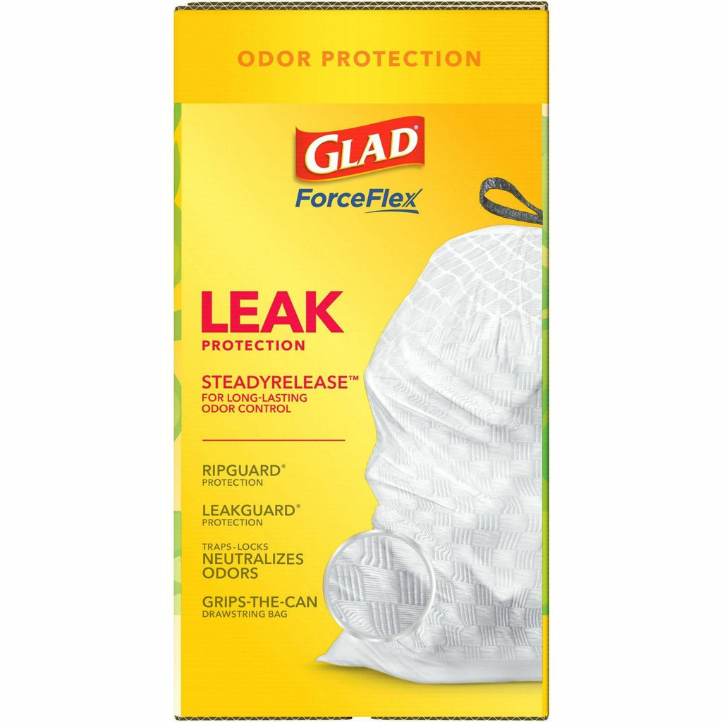 Glad ForceFlex Tall Kitchen Drawstring Trash Bags - Gain Original with Febreze Freshness - 13 gal Capacity - 25.38 ft Width x 33.75 ft Length - 0.72 mil (18 Micron) Thickness - Drawstring Closure - White - 110/Box - Home, Office, Kitchen, Breakroom - 5