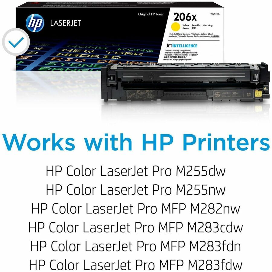 HP 206X Original High Yield Laser Toner Cartridge - Yellow - 1 Each - 2450 Pages