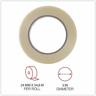 120# Utility Grade Filament Tape, 3" Core, 24 mm x 54.8 m, Clear