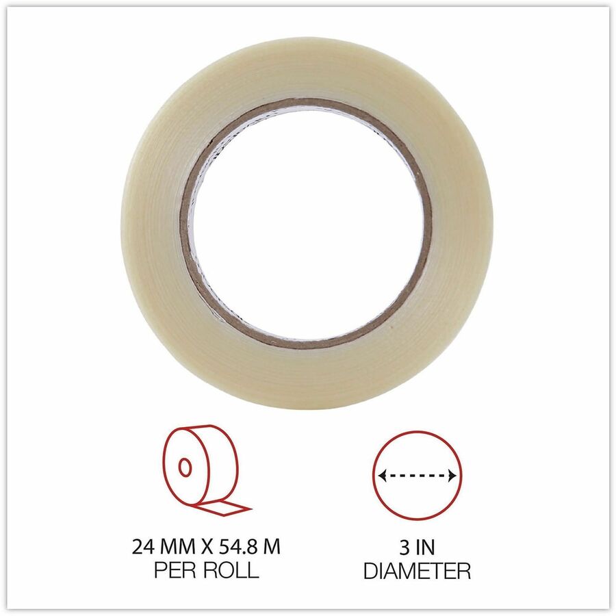 120# Utility Grade Filament Tape, 3" Core, 24 mm x 54.8 m, Clear