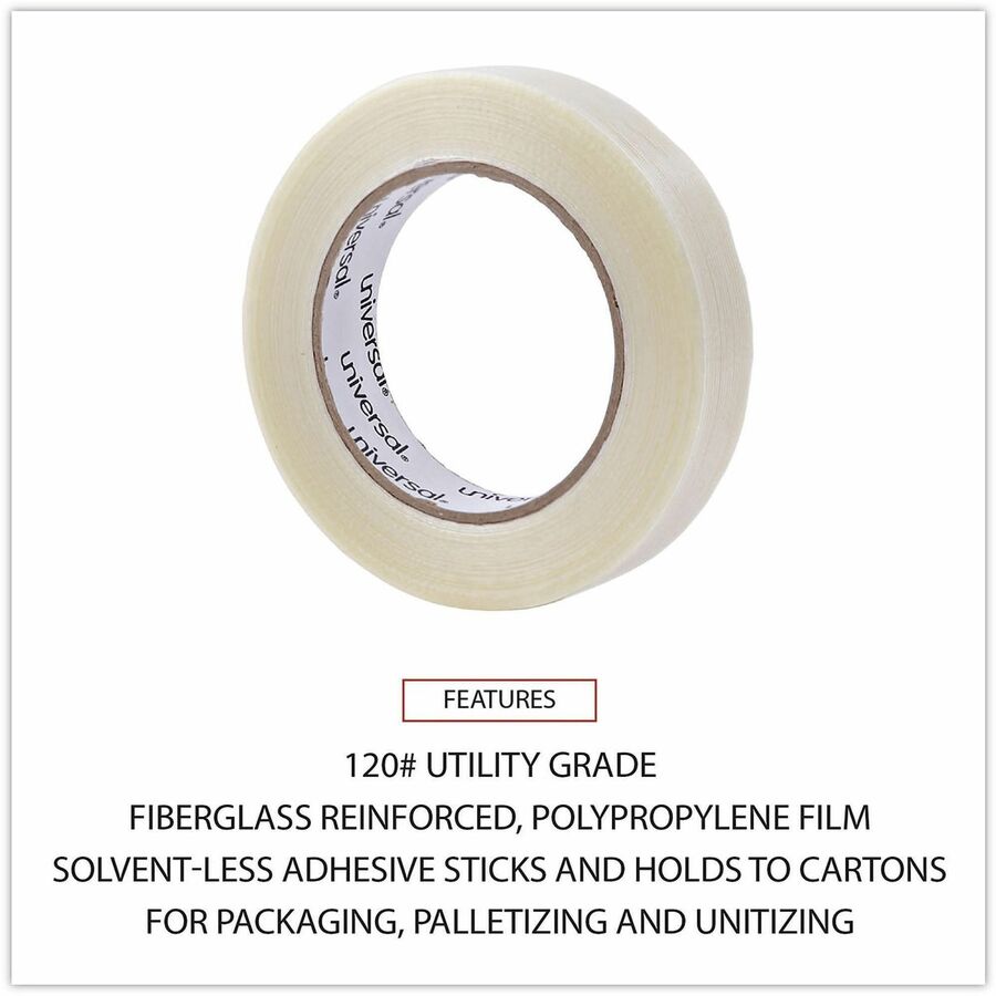 120# Utility Grade Filament Tape, 3" Core, 24 mm x 54.8 m, Clear