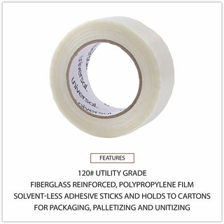 120# Utility Grade Filament Tape, 3" Core, 48 mm x 54.8 m, Clear
