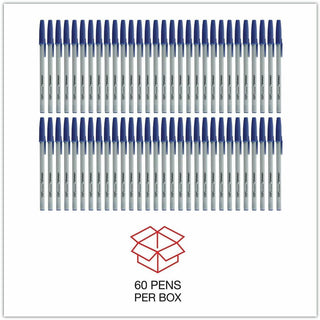Ballpoint Pen Value Pack, Stick, Medium 1 mm, Blue Ink, Gray/Blue Barrel, 60/Pack