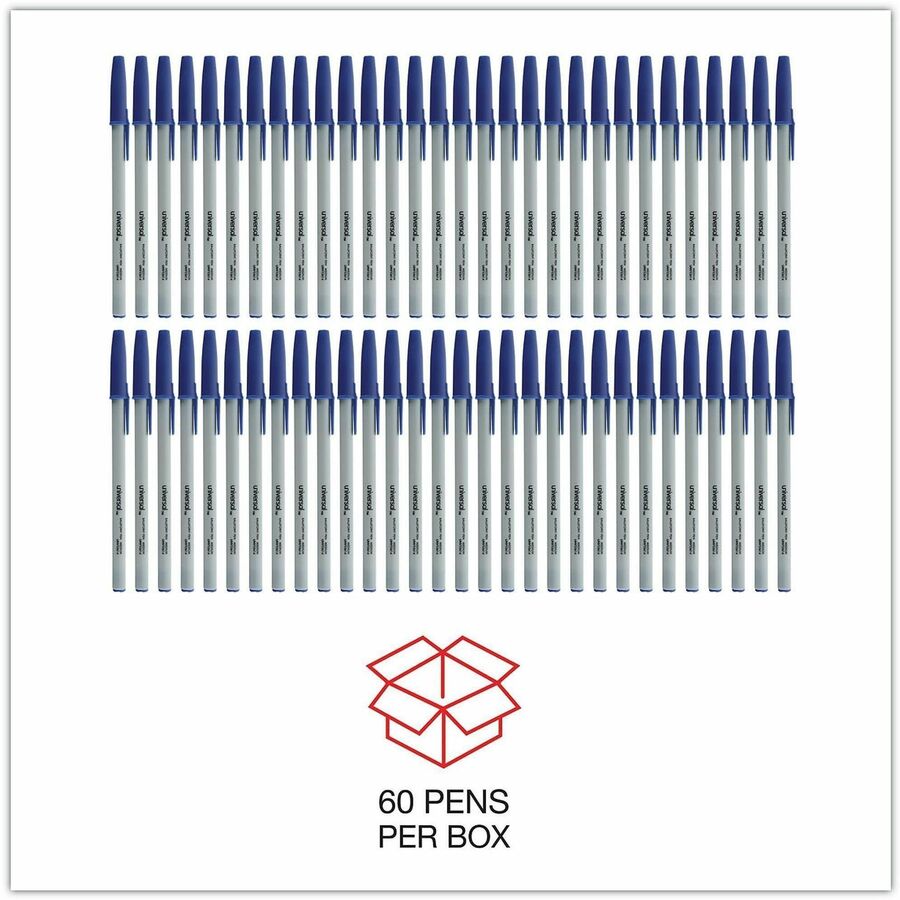 Ballpoint Pen Value Pack, Stick, Medium 1 mm, Blue Ink, Gray/Blue Barrel, 60/Pack