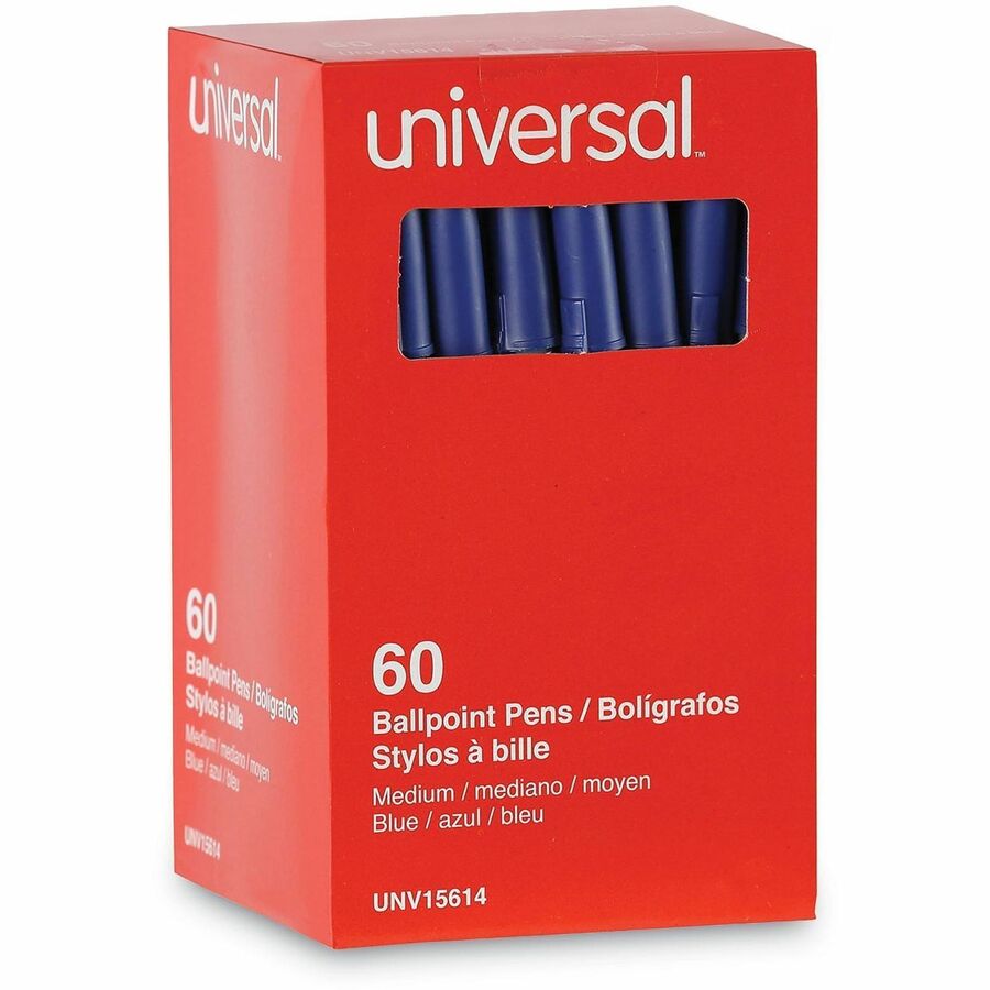 Ballpoint Pen Value Pack, Stick, Medium 1 mm, Blue Ink, Gray/Blue Barrel, 60/Pack