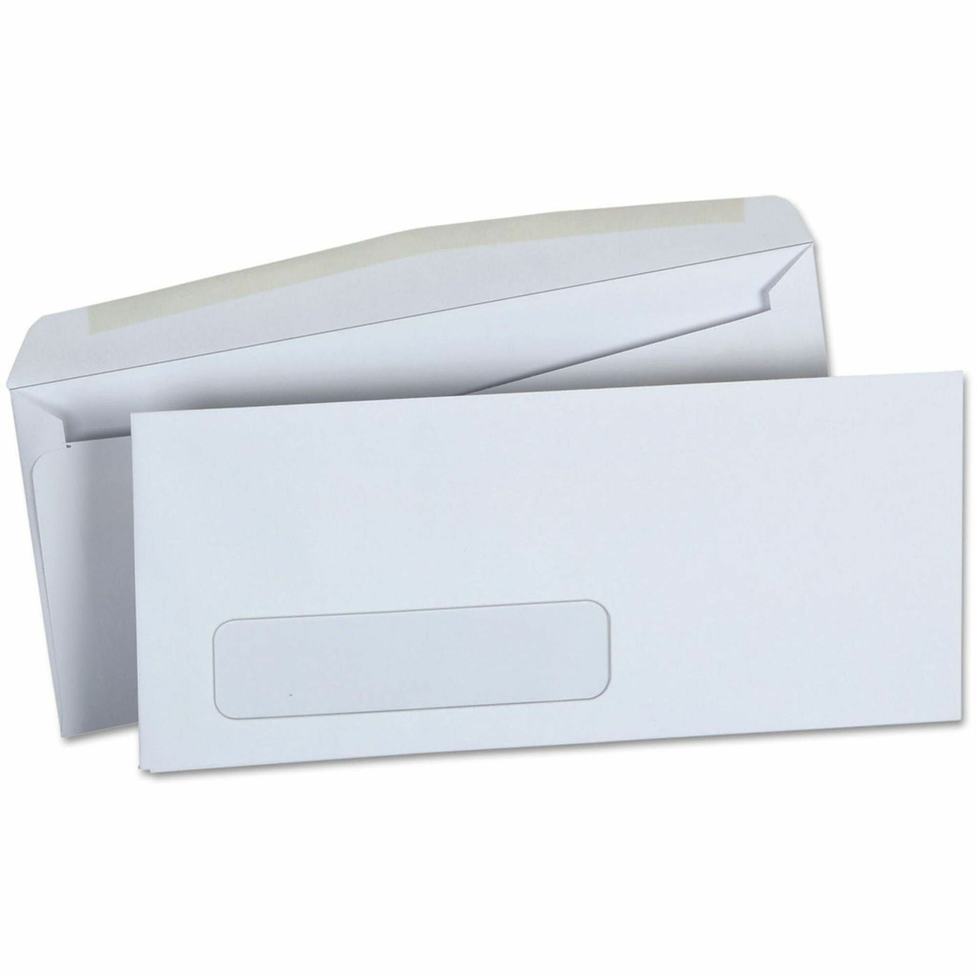 Open-Side Business Envelope, 1 Window, #10, Square Flap, Gummed Closure, 4.13 x 9.5, White, 500/Box
