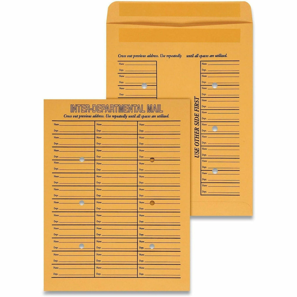Deluxe Interoffice Press and Seal Envelopes, #97, Two-Sided Three-Column Format, 10 x 13, Brown Kraft, 100/Box