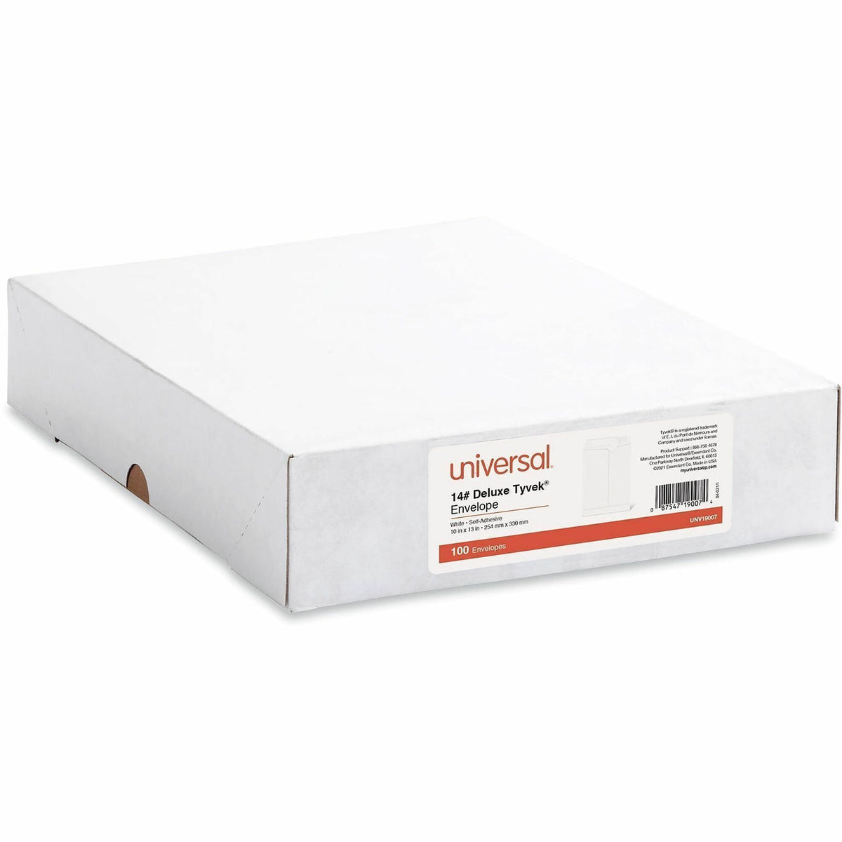 Deluxe Tyvek Envelopes, #13 1/2, Square Flap, Self-Adhesive Closure, 10 x 13, White, 100/Box
