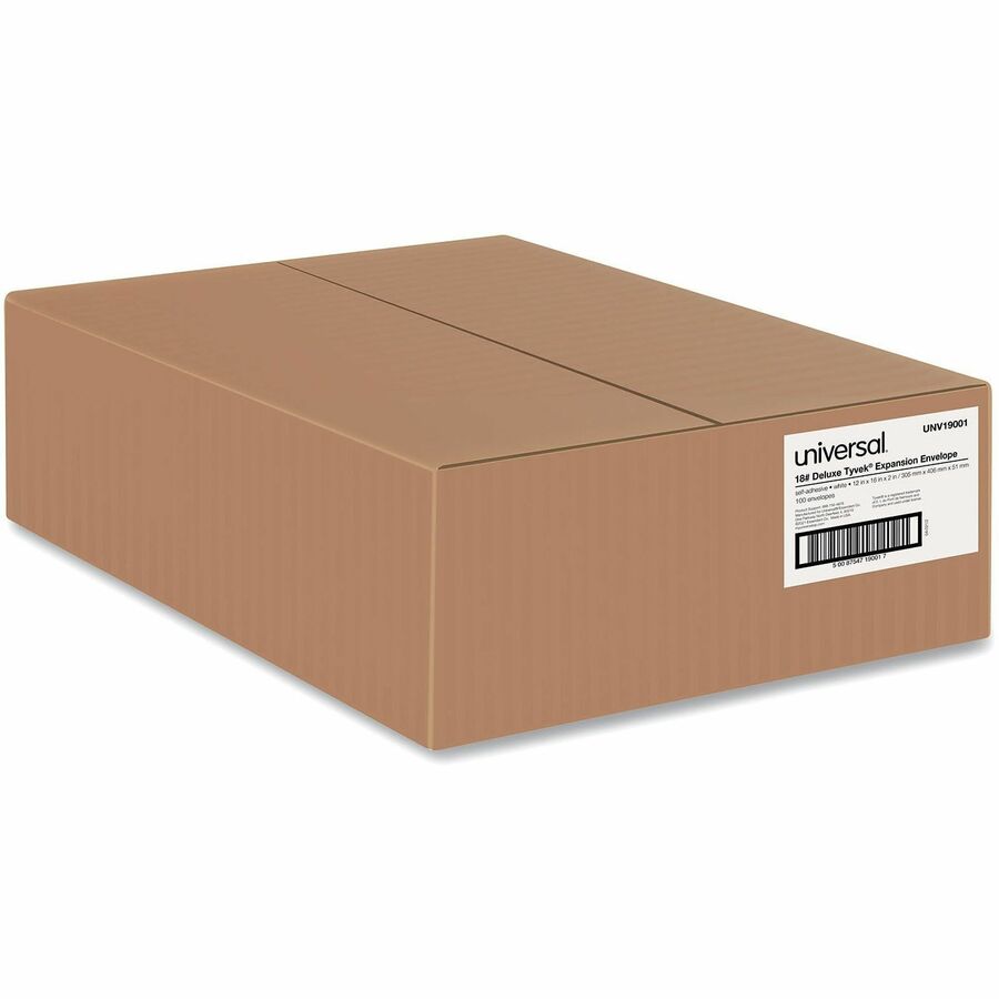 Deluxe Tyvek Expansion Envelopes, Open-End, 2" Capacity, #15 1/2, Square Flap, Self-Adhesive Closure, 12 x 16, White, 100/Box