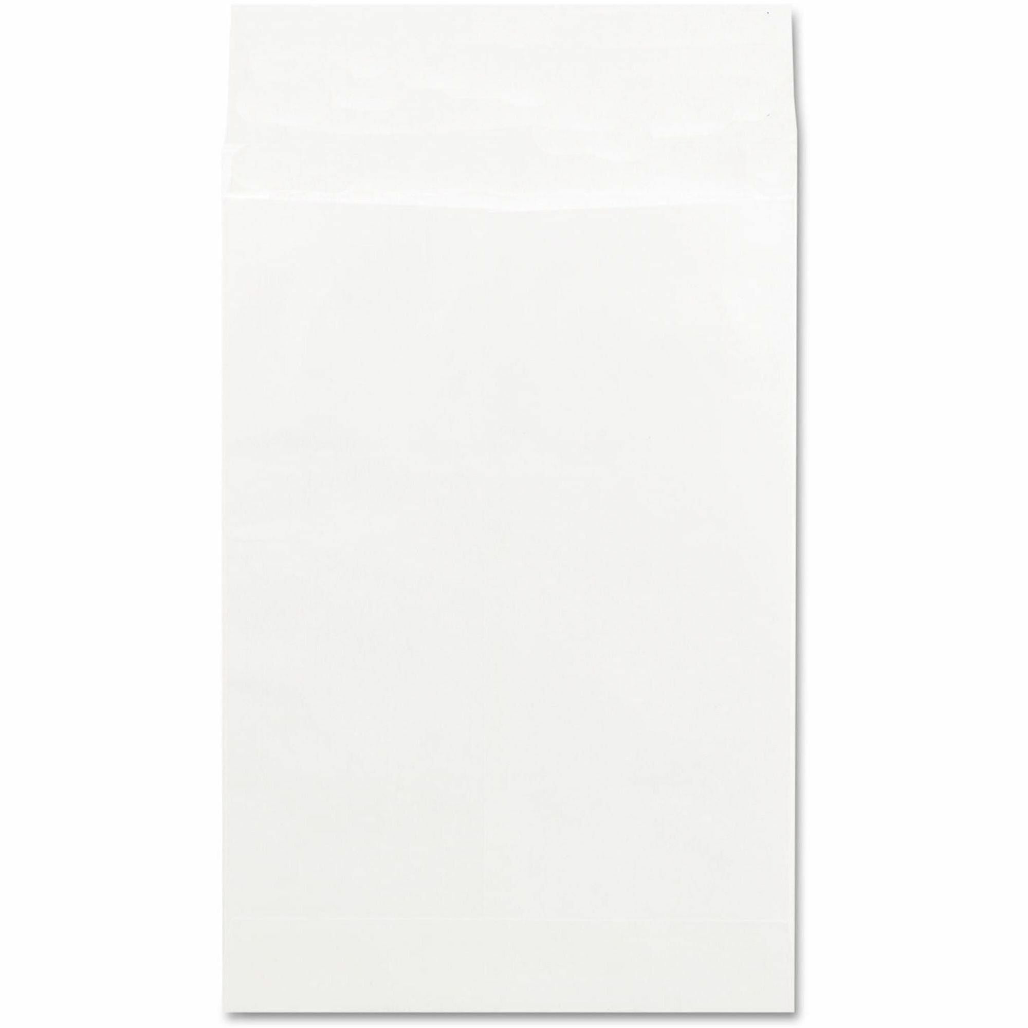Deluxe Tyvek Expansion Envelopes, Open-End, 2" Capacity, #15 1/2, Square Flap, Self-Adhesive Closure, 12 x 16, White, 100/Box