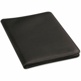 Leather-Look Pad Folio, Inside Flap Pocket w/Card Holder, Black