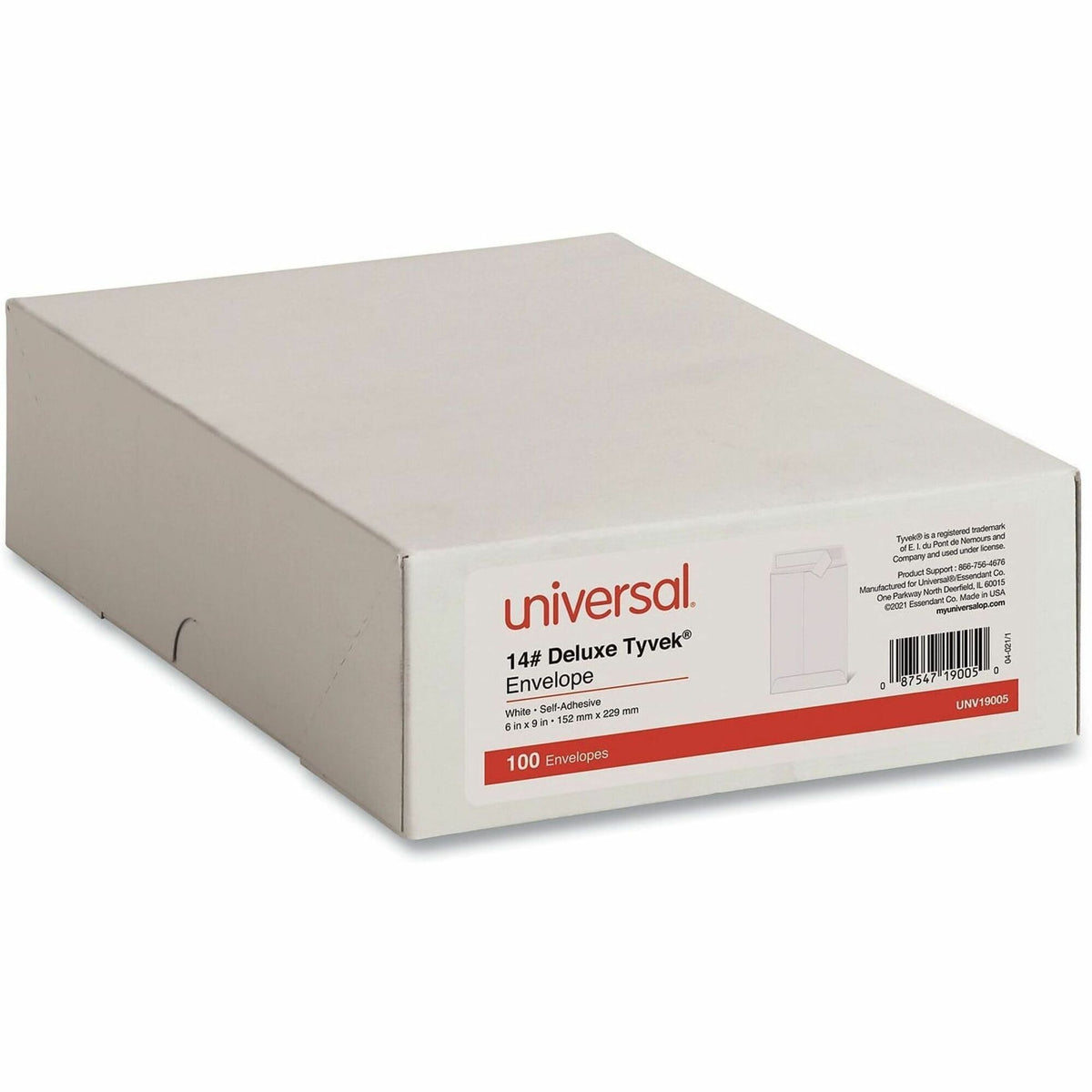 Deluxe Tyvek Envelopes, #1, Square Flap, Self-Adhesive Closure, 6 x 9, White, 100/Box