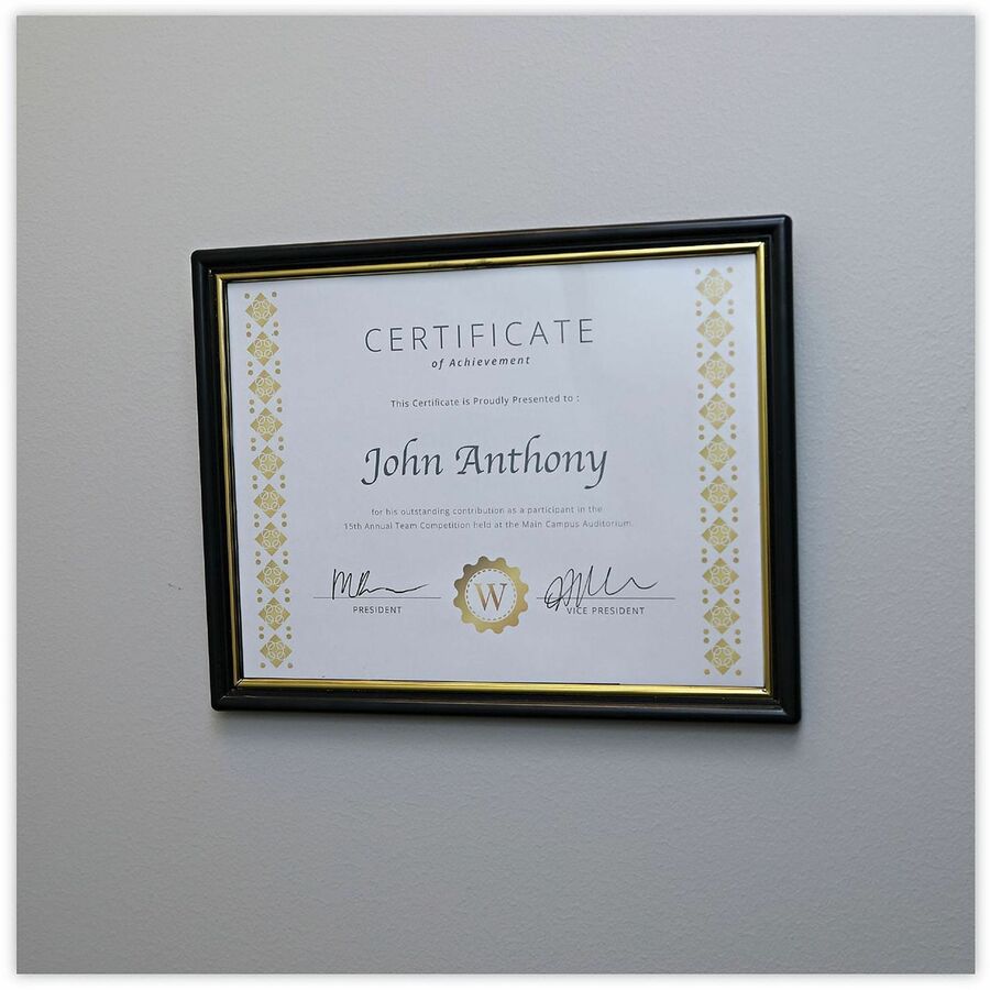 All Purpose Document Frame, 8.5 x 11 Insert, Black/Gold, 3/Pack