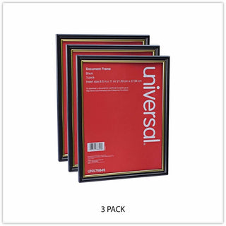 All Purpose Document Frame, 8.5 x 11 Insert, Black/Gold, 3/Pack