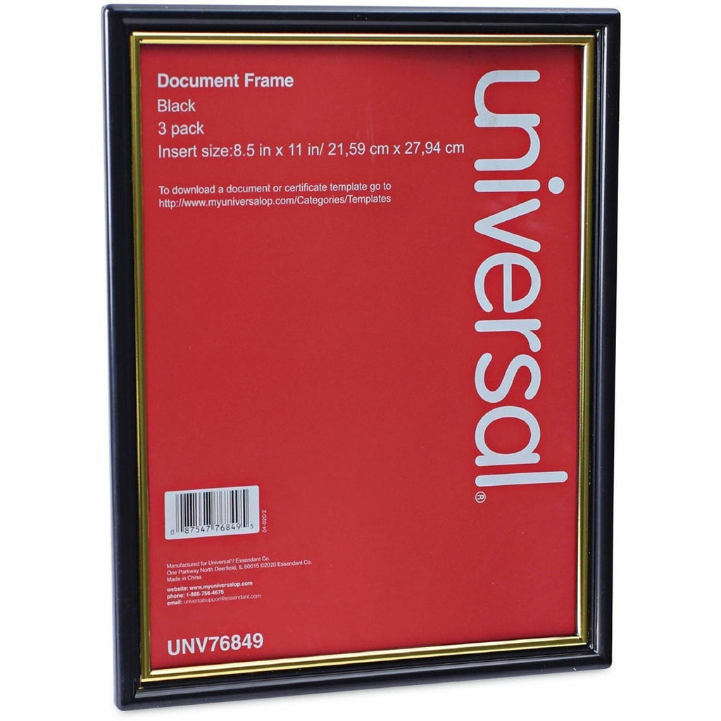 All Purpose Document Frame, 8.5 x 11 Insert, Black/Gold, 3/Pack