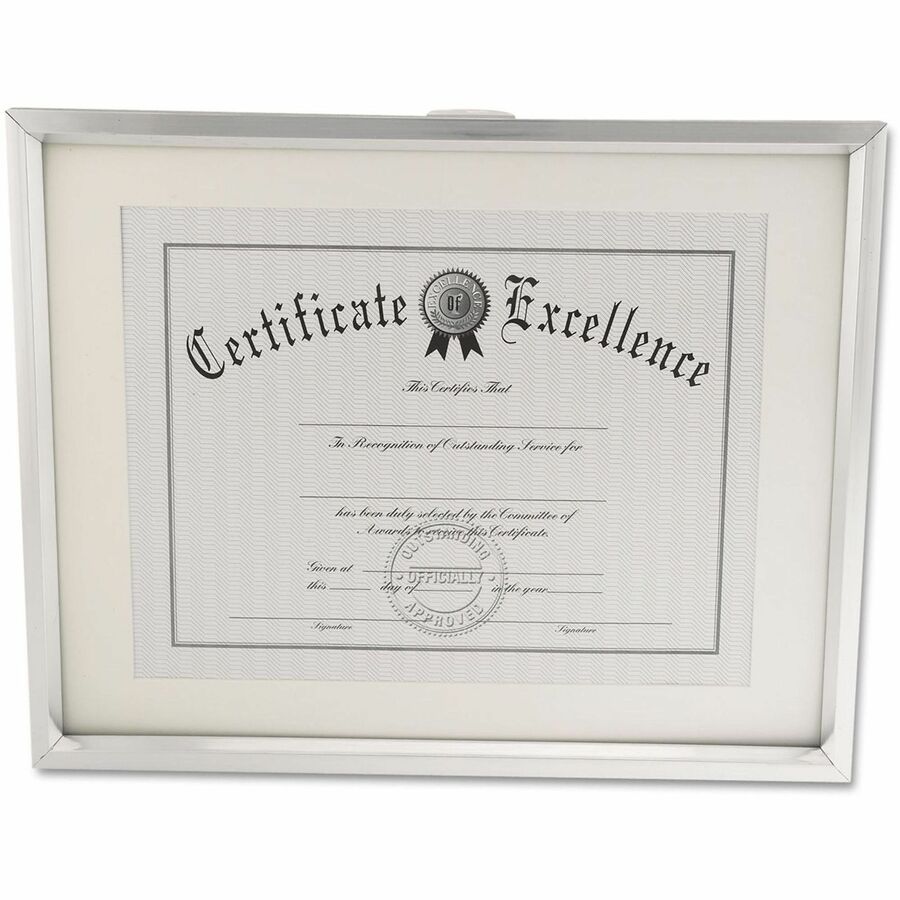 Plastic Document Frame with Mat, 11 x 14 and 8.5 x 11 Inserts, Metallic Silver