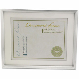 Plastic Document Frame with Mat, 11 x 14 and 8.5 x 11 Inserts, Metallic Silver