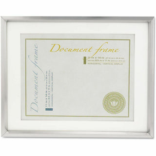 Plastic Document Frame with Mat, 11 x 14 and 8.5 x 11 Inserts, Metallic Silver