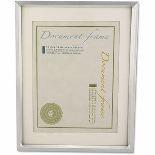 Plastic Document Frame with Mat, 11 x 14 and 8.5 x 11 Inserts, Metallic Silver