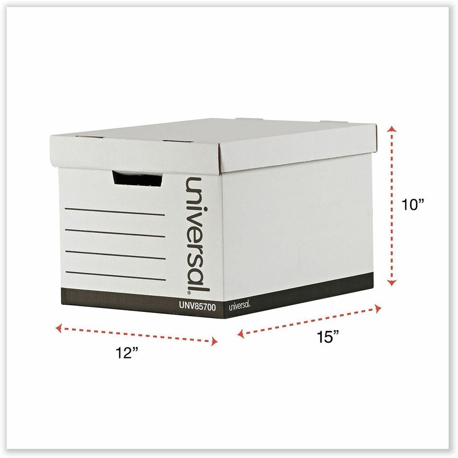Medium-Duty Lift-Off Lid Boxes, Letter/Legal Files, 12" x 15" x 10", White, 12/Carton