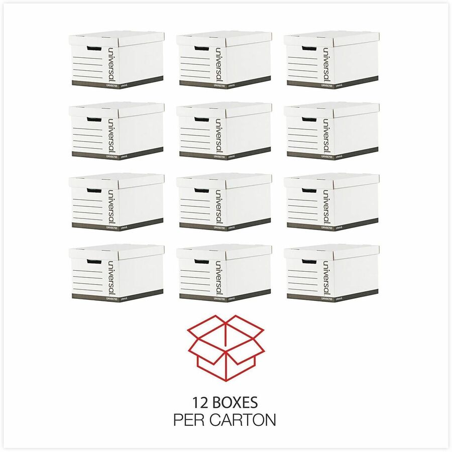 Medium-Duty Lift-Off Lid Boxes, Letter/Legal Files, 12" x 15" x 10", White, 12/Carton