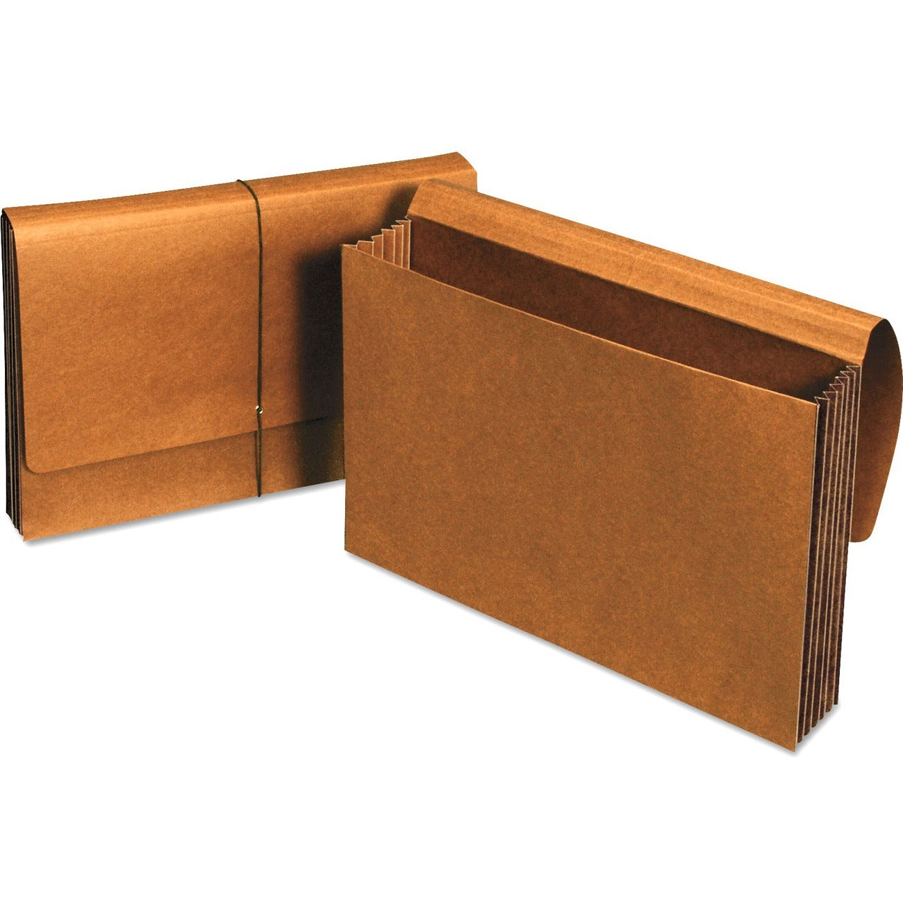 Extra Wide Expanding Wallets, 5.25" Expansion, 1 Section, Elastic Cord Closure, Legal Size, Redrope