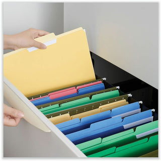 Interior File Folders, 1/3-Cut Tabs: Assorted, Letter Size, 11-pt Stock, Assorted Colors, 100/Box