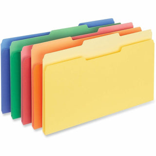 Interior File Folders, 1/3-Cut Tabs: Assorted, Letter Size, 11-pt Stock, Assorted Colors, 100/Box