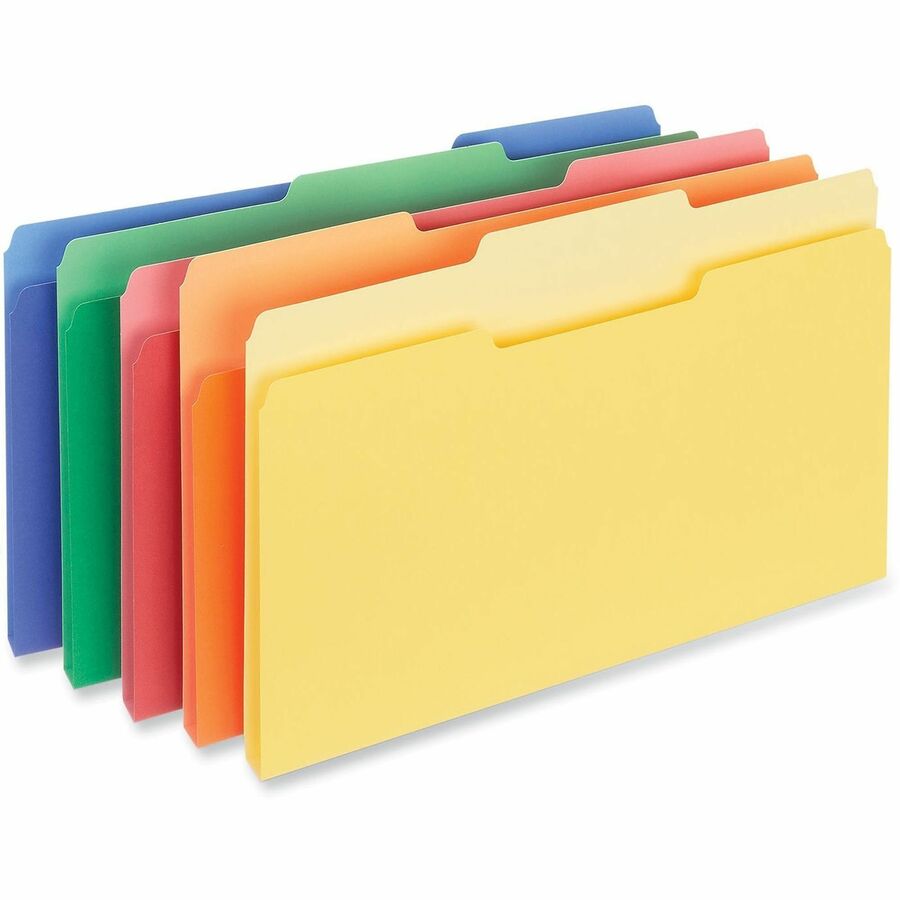 Interior File Folders, 1/3-Cut Tabs: Assorted, Letter Size, 11-pt Stock, Assorted Colors, 100/Box