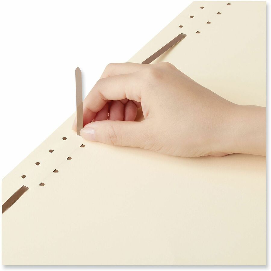 Reinforced Top Tab Fastener Folders, 0.75" Expansion, 2 Fasteners, Legal Size, Manila Exterior, 50/Box