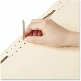 Reinforced Top Tab Fastener Folders, 0.75" Expansion, 2 Fasteners, Legal Size, Manila Exterior, 50/Box