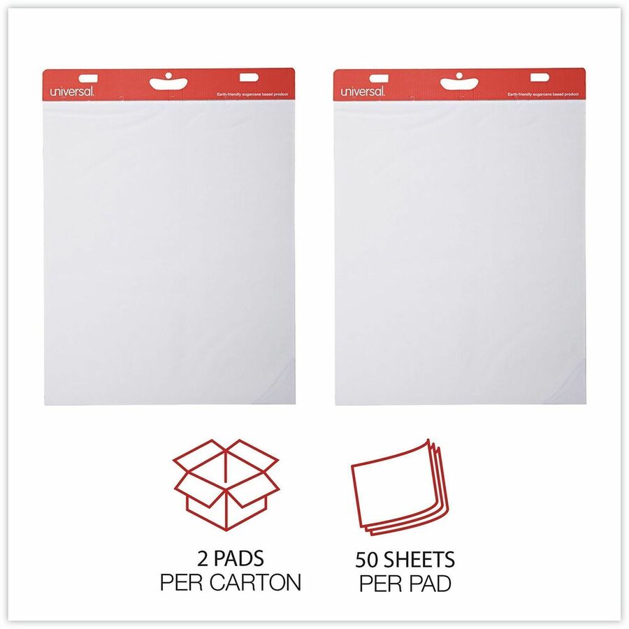 Renewable Resource Sugarcane Based Easel Pads, Unruled, 27 x 34, White, 50 Sheets, 2/Carton