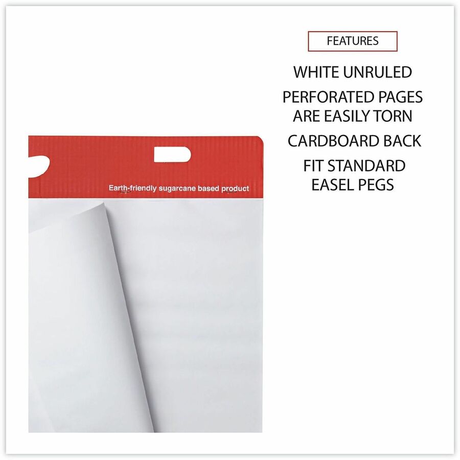 Renewable Resource Sugarcane Based Easel Pads, Unruled, 27 x 34, White, 50 Sheets, 2/Carton