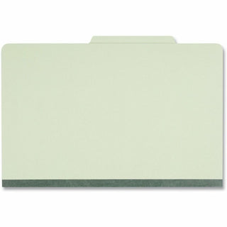 Eight-Section Pressboard Classification Folders, 3" Expansion, 3 Dividers, 8 Fasteners, Legal Size, Green Exterior, 10/Box