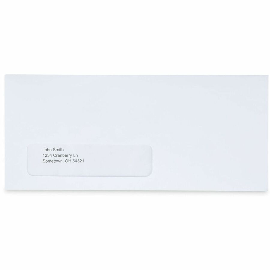 Peel Seal Strip Business Envelope, Address Window, #10, Square Flap, Self-Adhesive Closure, 4.13 x 9.5, White, 500/Box