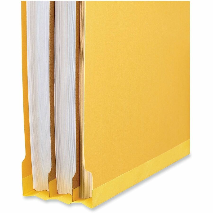 Deluxe Six-Section Pressboard End Tab Classification Folders, 2 Dividers, 6 Fasteners, Letter Size, Yellow, 10/Box