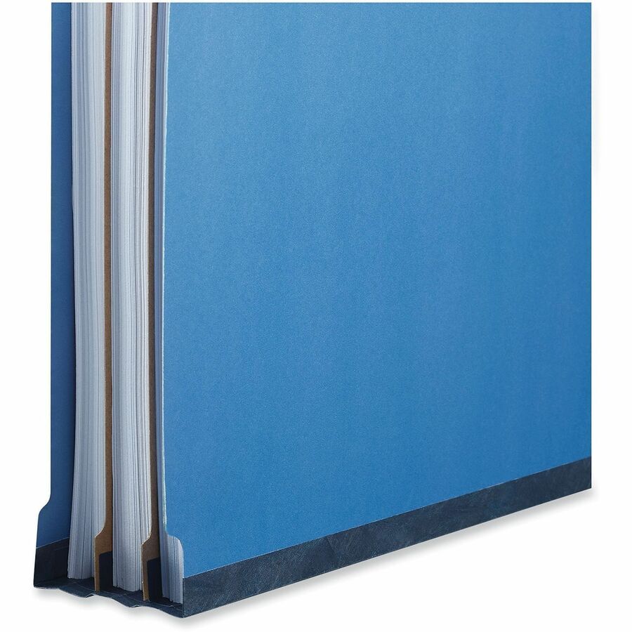 Deluxe Six-Section Pressboard End Tab Classification Folders, 2 Dividers, 6 Fasteners, Letter Size, Cobalt Blue, 10/Box