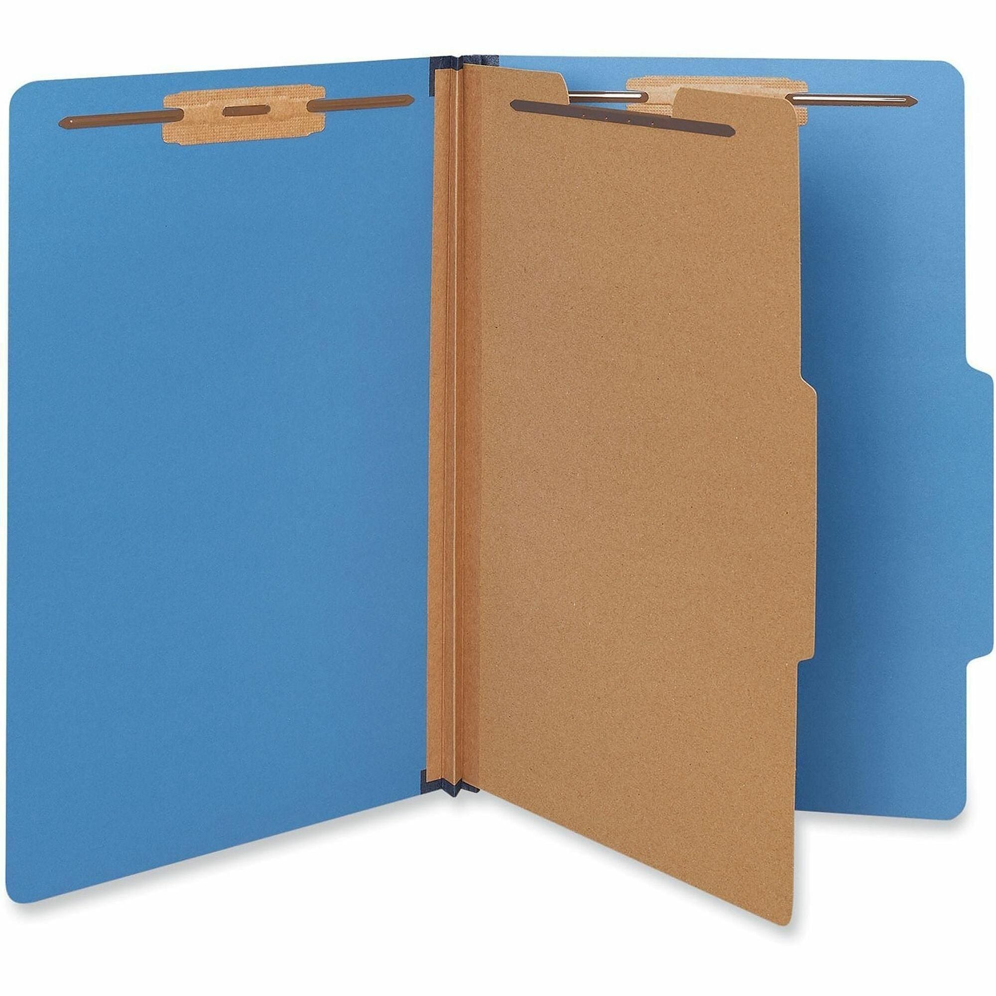 Bright Colored Pressboard Classification Folders, 2" Expansion, 1 Divider, 4 Fasteners, Legal Size, Cobalt Blue, 10/Box