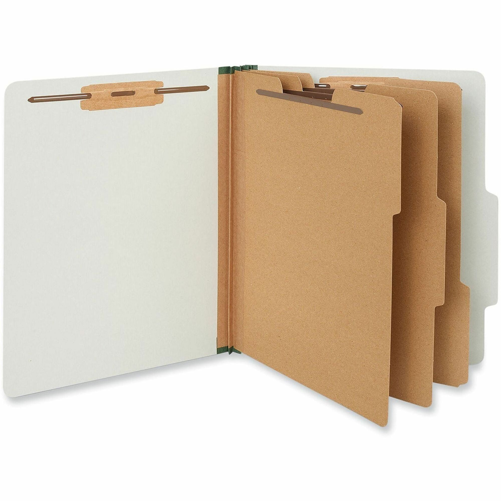 Eight-Section Pressboard Classification Folders, 3" Expansion, 3 Dividers, 8 Fasteners, Letter Size, Gray Exterior, 10/Box
