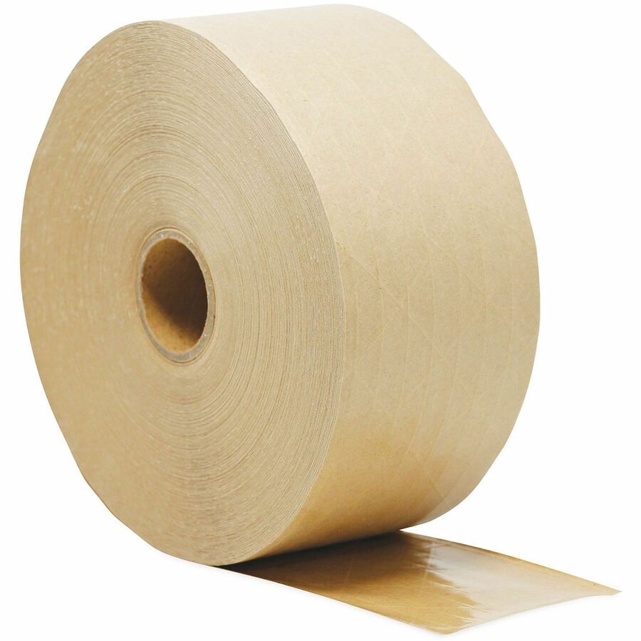 Glass-Fiber Reinforced Gummed Kraft Sealing Tape, 3" Core, 3" x 450 ft, Brown, 10/Carton
