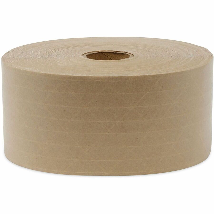 Glass-Fiber Reinforced Gummed Kraft Sealing Tape, 3" Core, 3" x 450 ft, Brown, 10/Carton